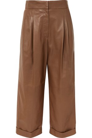 Brunello Cucinelli | Cropped leather wide-leg pants | NET-A-PORTER.COM