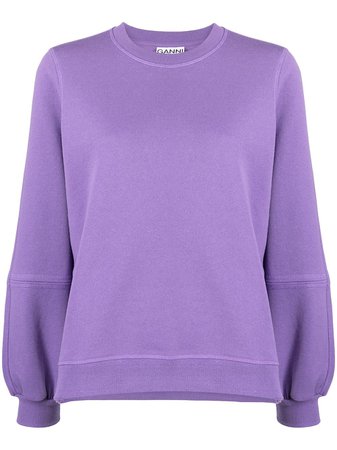 Shop purple GANNI embroidered logo sweatshirt with Express Delivery - Farfetch