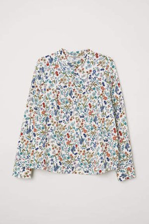 H&M+ Patterned Blouse - White
