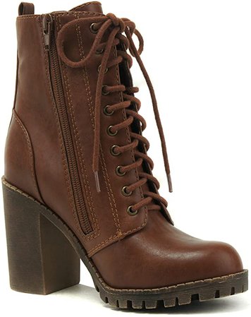 Amazon.com | Soda Women's Malia Combat Boot (Tan, numeric_8_point_5) | Boots
