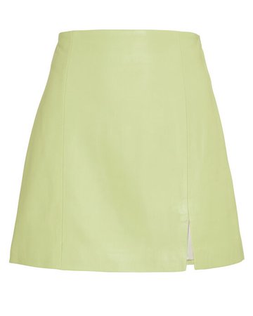 Leather Mini Skirt In Light Green