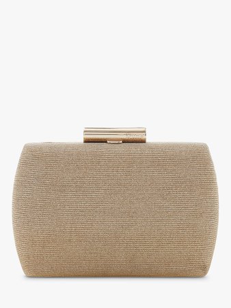 Dune Brights Clutch Bag, Gold Leather at John Lewis & Partners