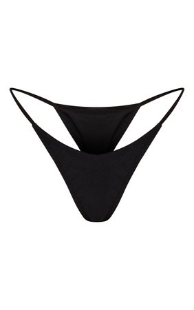 Black Tanga Strap Side Bikini Bottoms | PrettyLittleThing