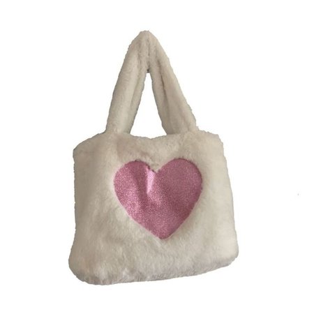 white bag with pink heart