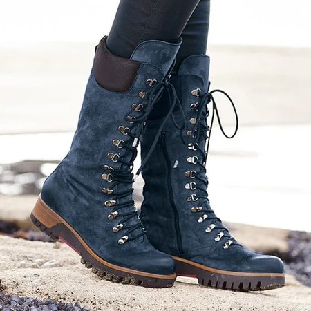 blue leather boots