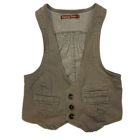 gray denim button up underbust waistcoat vest