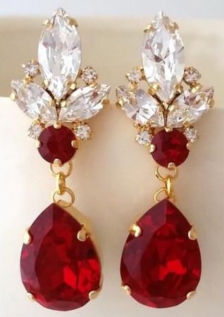 red bling earrings