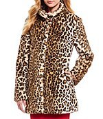 Gallery Faux Fur Leopard Print Long Coat | Dillard's