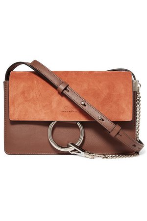 Chloé | Faye small leather and suede shoulder bag | NET-A-PORTER.COM