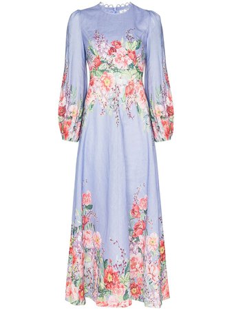 Zimmermann Платье Bellitude с Цветочным Принтом - Farfetch