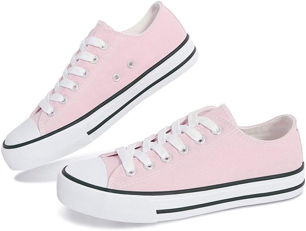 Amazon.com | Obtaom Women’s Canvas Shoes Low Top Fashion Sneakers Slip on Walking Shoe(Pink US7) | Fashion Sneakers