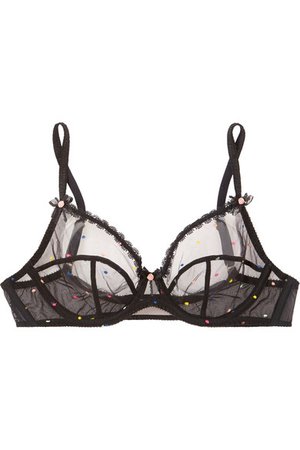 Agent Provocateur | Poppie lace-trimmed embroidered tulle underwired bra | NET-A-PORTER.COM