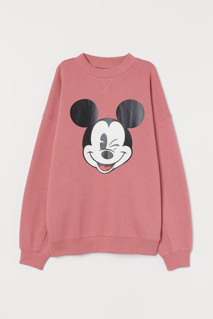 H&M+ Printed sweatshirt - Old rose/Mickey Mouse - Ladies | H&M