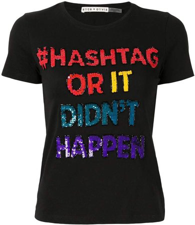 Alice+Olivia Hashtag sequin T-shirt