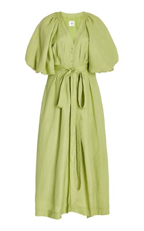 Evermore Belted Linen-Blend Maxi Shirt Dress By Aje | Moda Operandi
