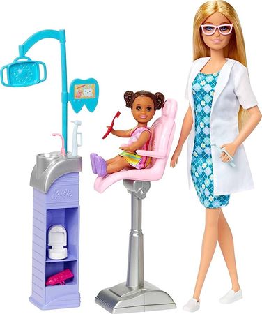 Amazon.com: Barbie Careers Blonde Dentist Doll And Playset With Accessories, Medical Doctor Set, Barbie Toys : Toys & Games