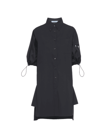 Black/black Poplin and Re-Nylon dress | Prada
