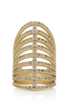 9 Row Corset Ring with Grey Diamond Pave by LFrank | Moda Operandi