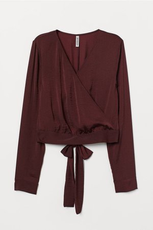 Блузка с завязками - Бордовый - | H&M RU