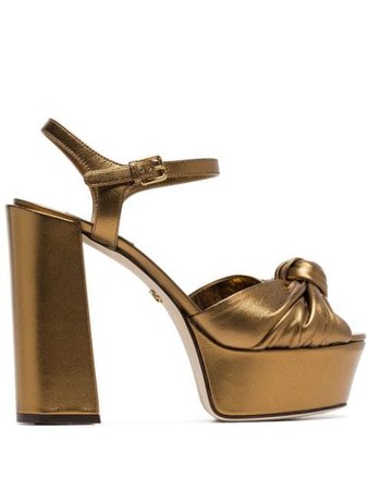 Dolce & Gabbana Metallic Gold Platform 80 Leather Sandals | Farfetch.com
