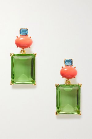Gold + Brandon Maxwell gold-plated multi-stone earrings | Kenneth Jay Lane | NET-A-PORTER