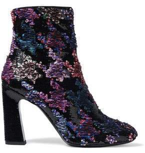 Sequined Suede Ankle Boots