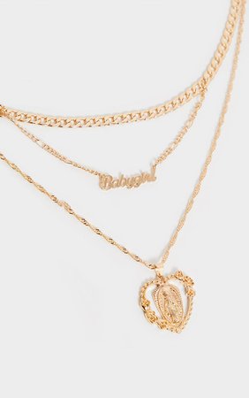 GOLD HEART CHARM LAYERING NECKLACEGOLD HEART CHARM LAYERING NECKLACE