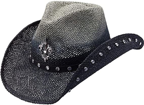 *clipped by @luci-her* Peter Grimm Ltd Women's Country Jazz Fleur-De-Lis Straw Cowgirl Hat Black One Size at Amazon Men’s Clothing store