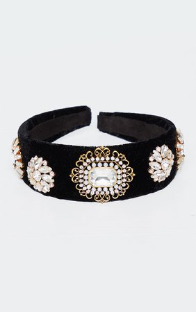 Black Oversized Pearl Embellished Chunky Headband | PrettyLittleThing USA