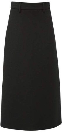 A Line Wool Twill Skirt - Womens - Black