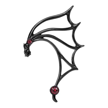 Alchemy Gothic Nocti Dam Black and Red Jewelled Left Ear Wrap