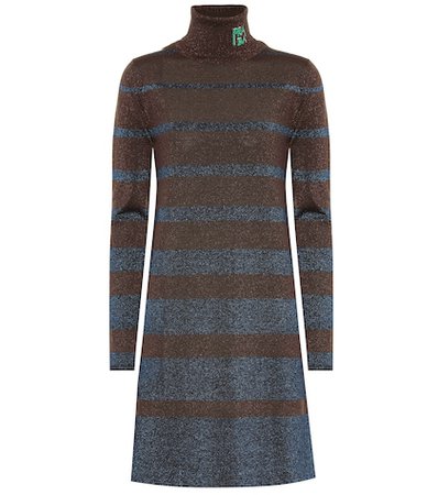 Metallic wool-blend sweater dress