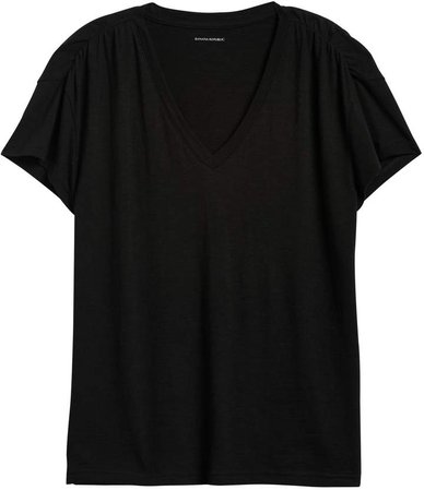 Slub Cotton-Modal Ruched T-Shirt
