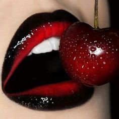 Gothic Black & Red Lipstick Design #1