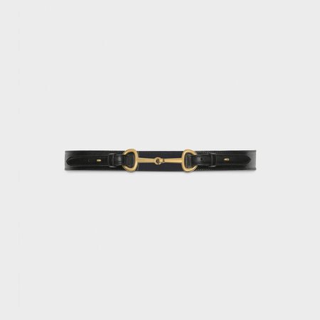 Crécy Belt with Horsebit in Smooth Calfskin - Black | CELINE