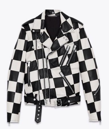 Men's Biker Jabsco Checkered Leather Jacket - Jackets Creator