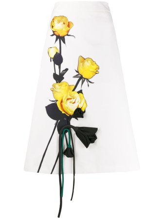 Prada Rose Print Skirt | Farfetch.com