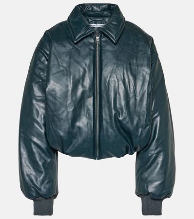 Onnea Faux Leather Bomber Jacket in Green - Acne Studios | Mytheresa