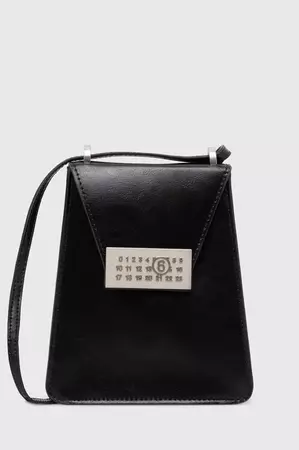 Δερμάτινη τσάντα MM6 Maison Margiela Numbers Vertical Mini Bag χρώμα: μαύρο, SB5WG0018 | Αγοράστε στο PRM