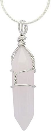 Amazon.com: Natural Rose Quartz Gemstone Pendant Necklace Healing Crystal Reiki Chakra Gem Stones 18 Inch (1pc) Women Girls Men Gifts GGP-E6: Jewelry