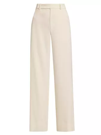 Shop Frame Cotton-Blend High-Rise Wide-Leg Pants | Saks Fifth Avenue