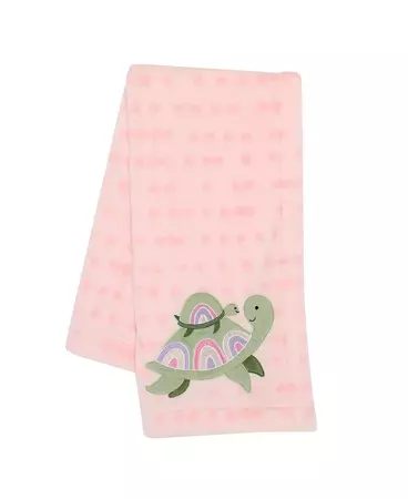 Lambs & Ivy Sea Dreams Cozy Pink Fleece Turtle Applique Baby Blanket - Macy's