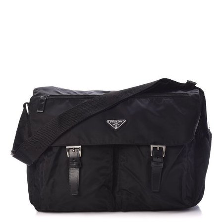 PRADA Tessuto Nylon Messenger Bag Black 454014