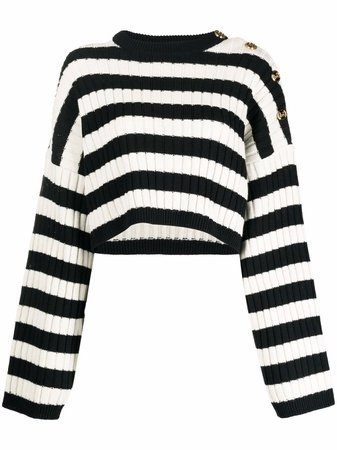 Balmain Striped Knitted Jumper - Farfetch