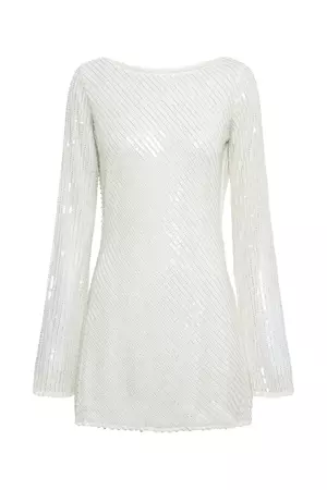 Nala Sequin Mini Dress - White - MESHKI