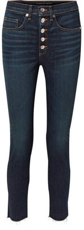 Debbie Frayed High-rise Skinny Jeans - Dark denim