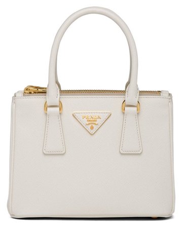 PRADA White Galleria Saffiano Handbag