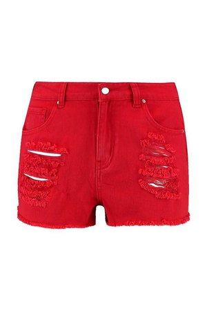 red ripped shorts