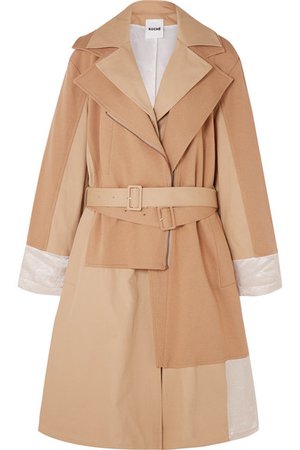 Koché | Paneled cotton-jersey, twill and hammered satin trench coat | NET-A-PORTER.COM