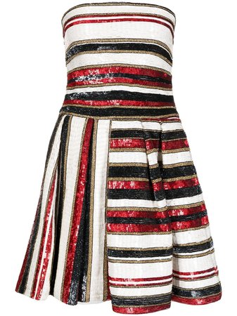 Zuhair Murad Sequinned stripe-print Mini Dress - Farfetch